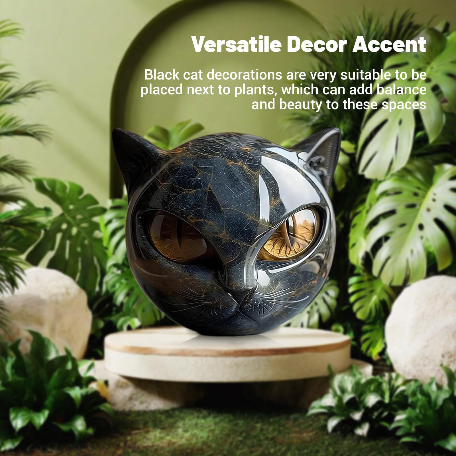 Luxury Black Cat Stone Sculpture – Elegant Home Décor & Gift-Ready Art Piece