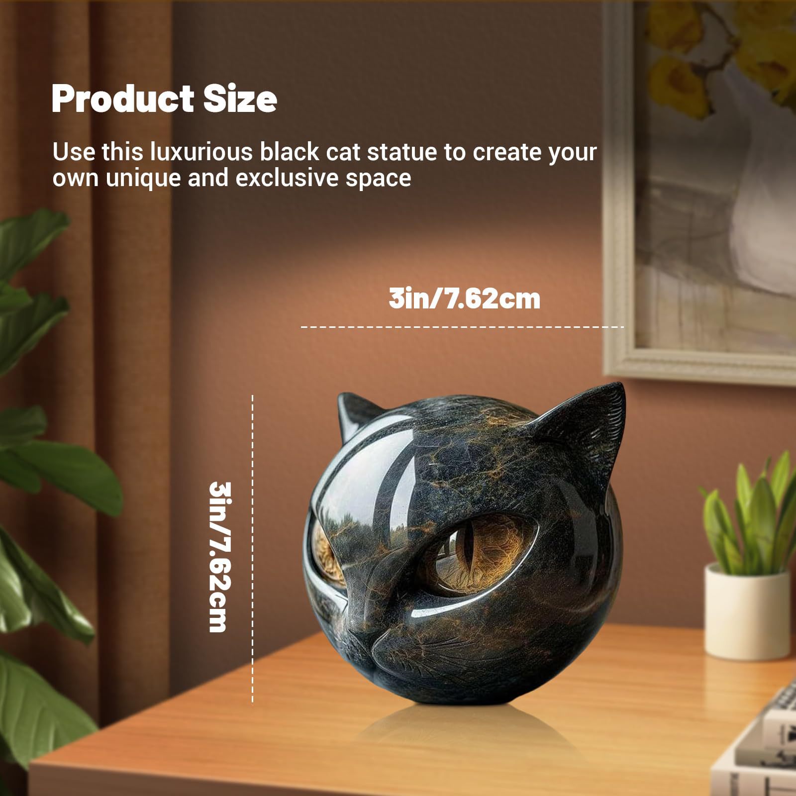 Luxury Black Cat Stone Sculpture – Elegant Home Décor & Gift-Ready Art Piece