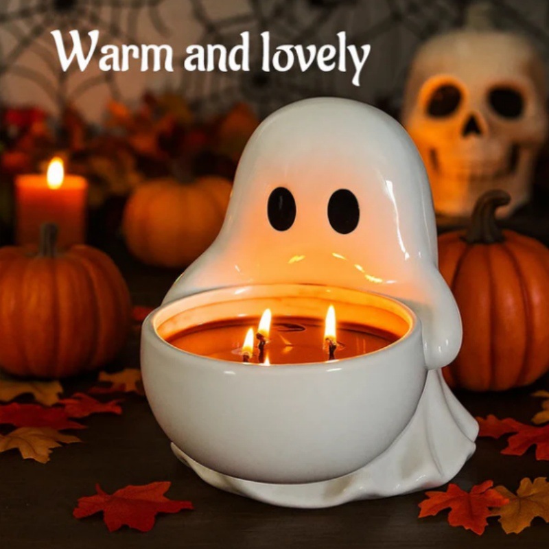 Gute Ceramic Ghost Light Candle Holders,