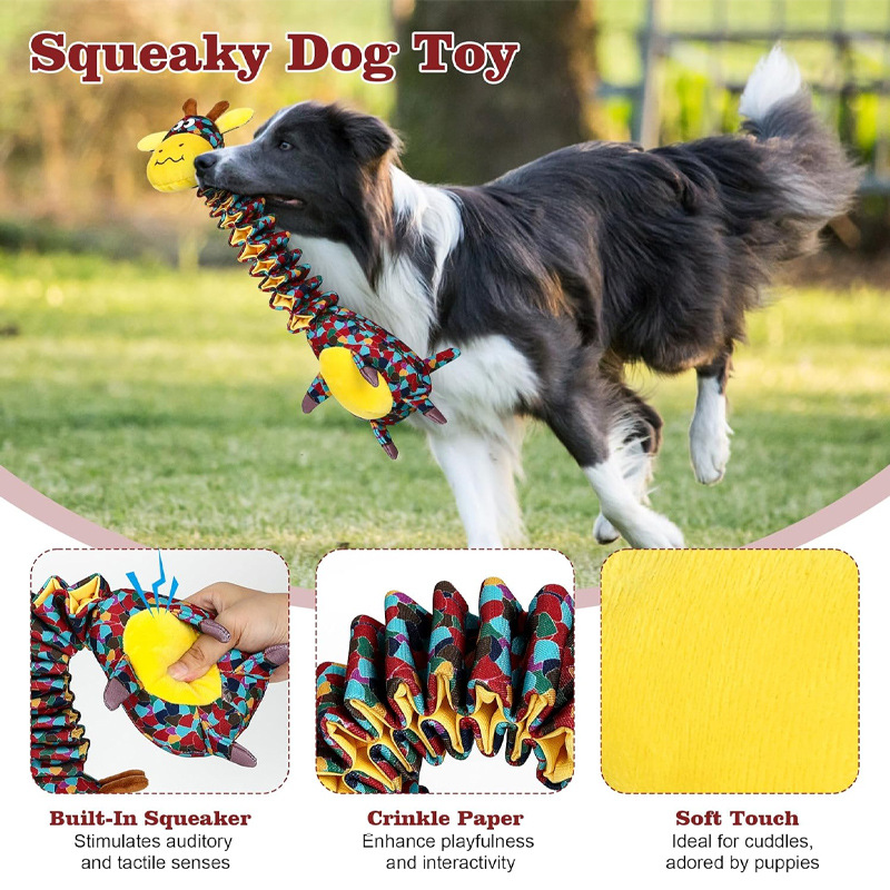 🐾Ultimate Chew-Proof Rope Toy with Squeaker & Crinkle Paper | Spiral Design Protects Teeth + Anxiety Relief for Tough Chewers 💖