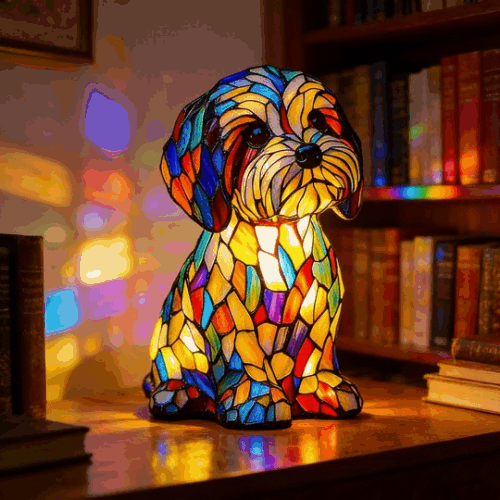 Vintage Puppy Themed Table Lamp