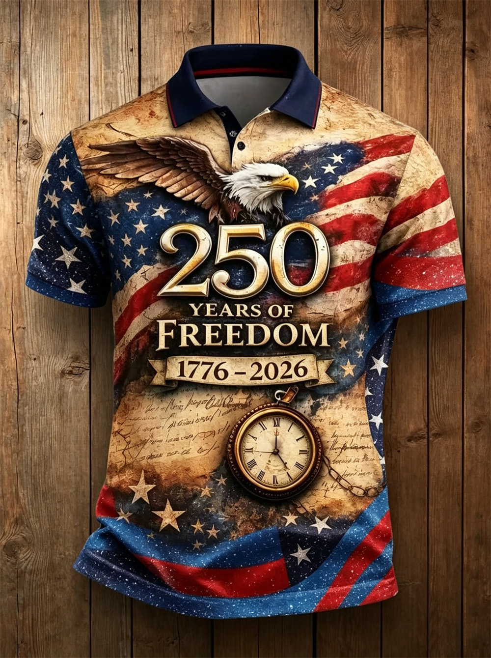 Men's American 250th Anniversary Print Casual Polo Shirt