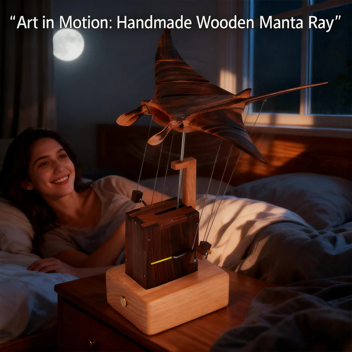 ✨✨Handcrafted Wooden Manta Ray Automaton
