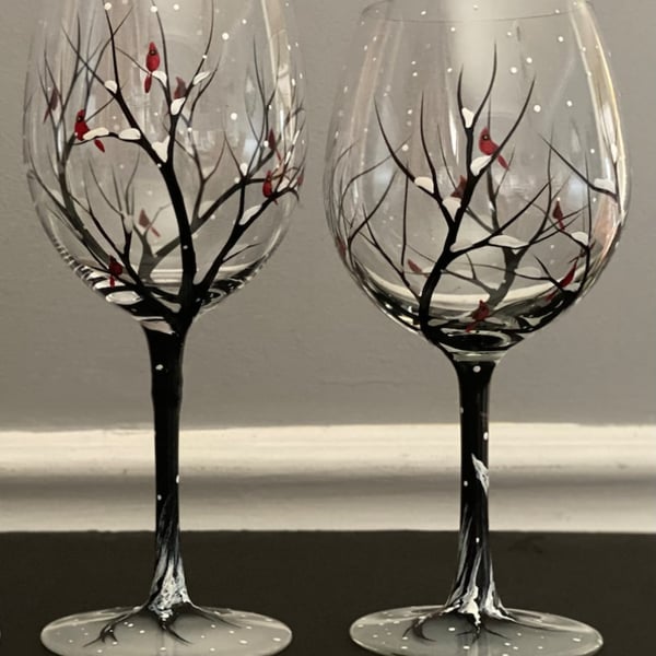 Four Seasons Tree Wine Glasses - Hand Painted Art 8 Reviews