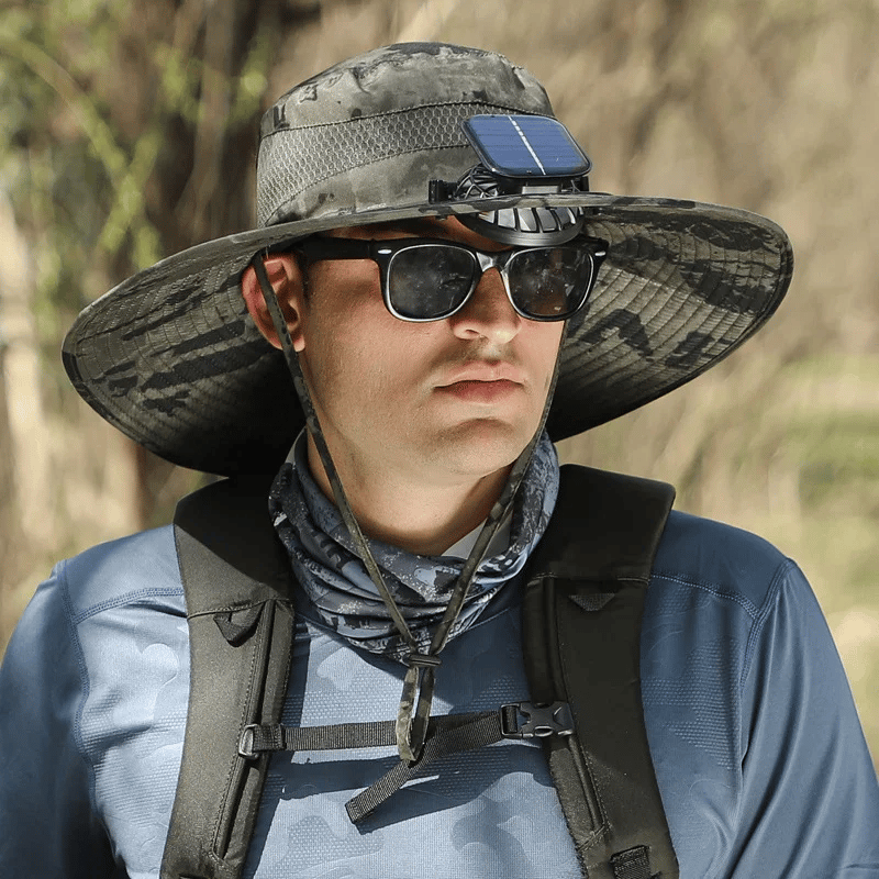 Solar-Powered Fan Outdoor Wide Brim Sun Hat