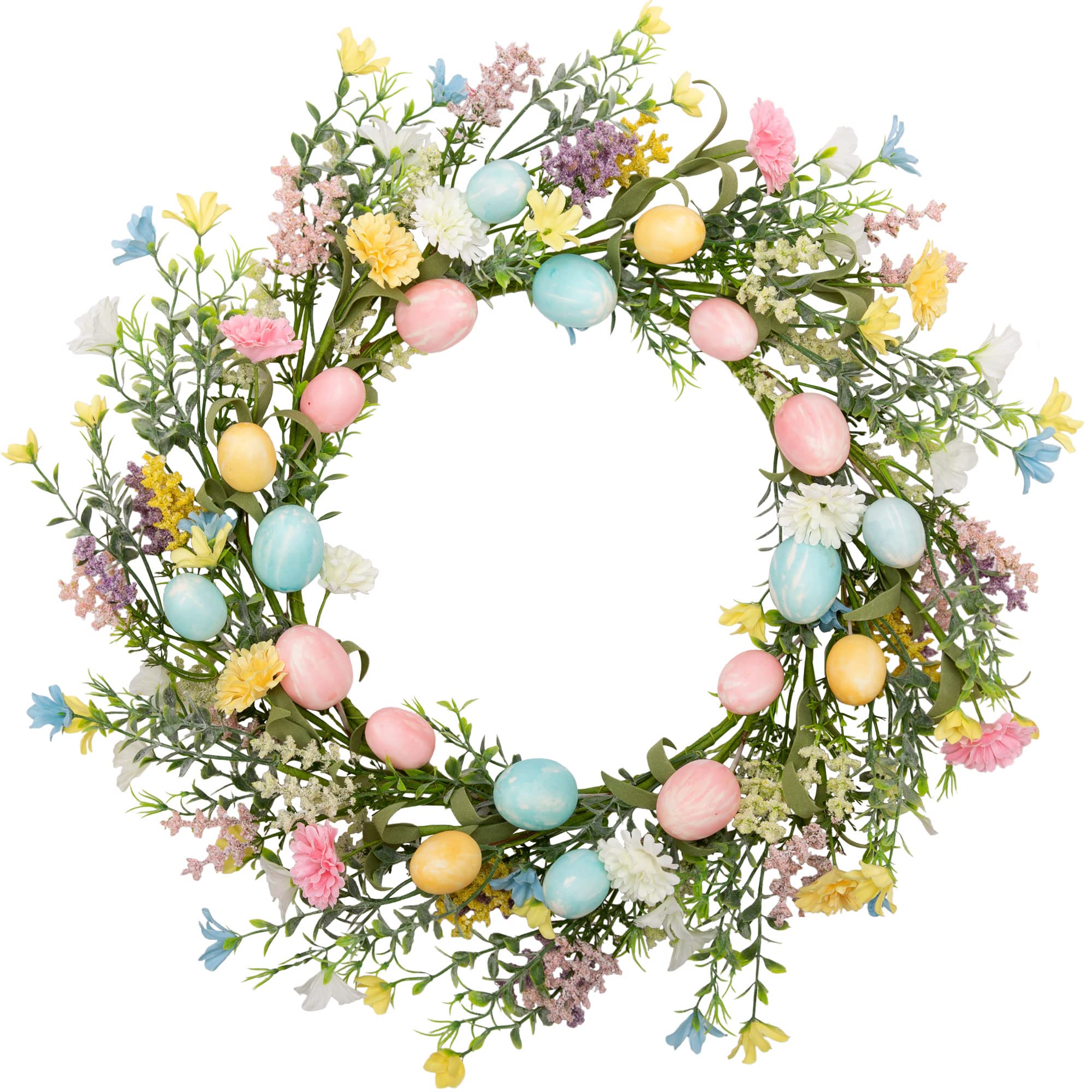 Easter Door Wreath Spring Wreath with Pastel Eggs and Mixed Twigs