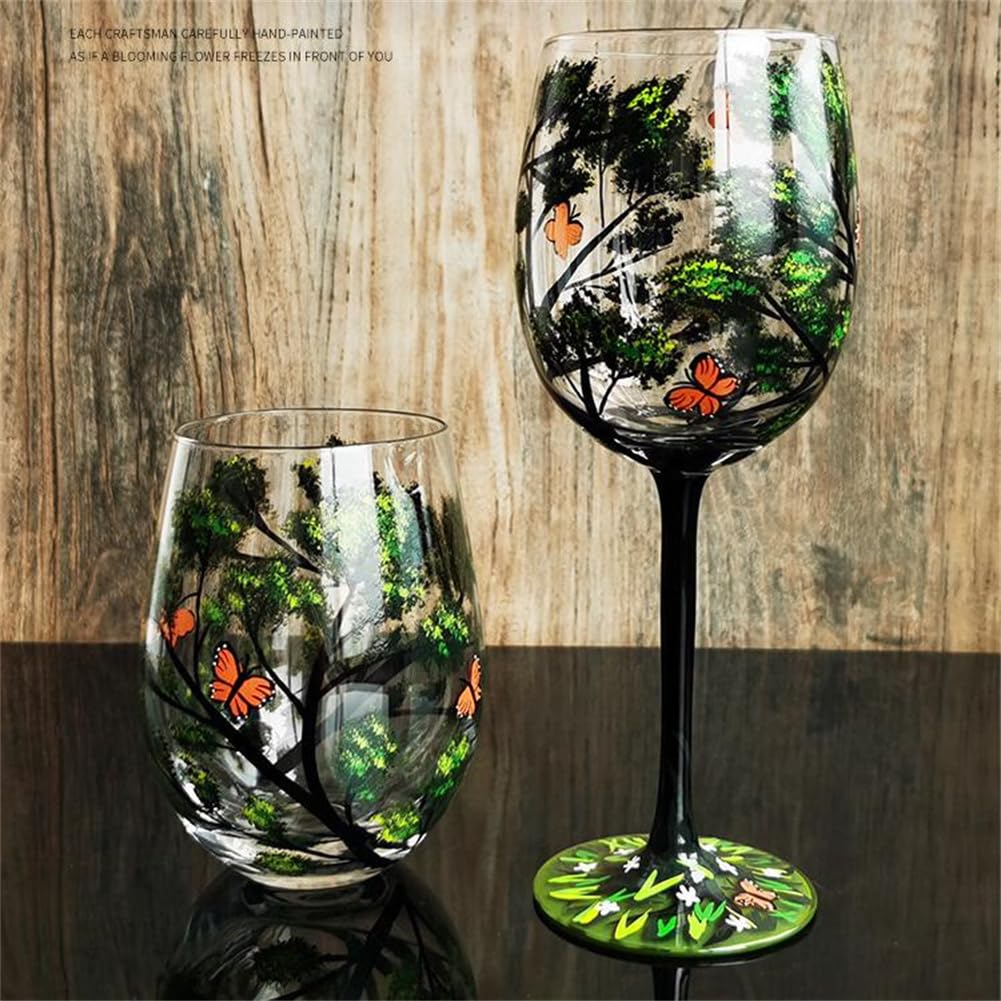 Four Seasons Tree Wine Glasses - Hand Painted Art 8 Reviews