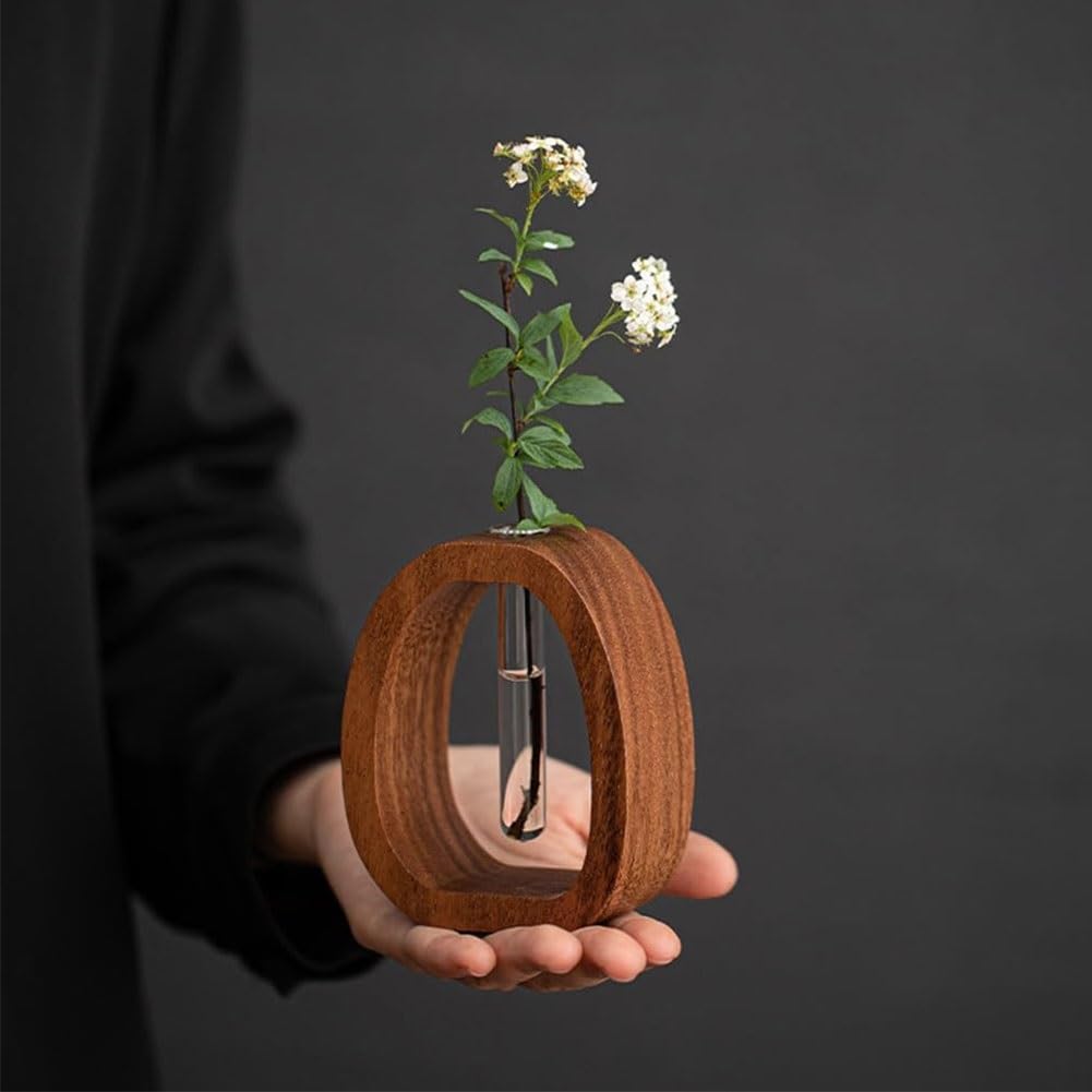 🌿Solid Wood Glass Vase
