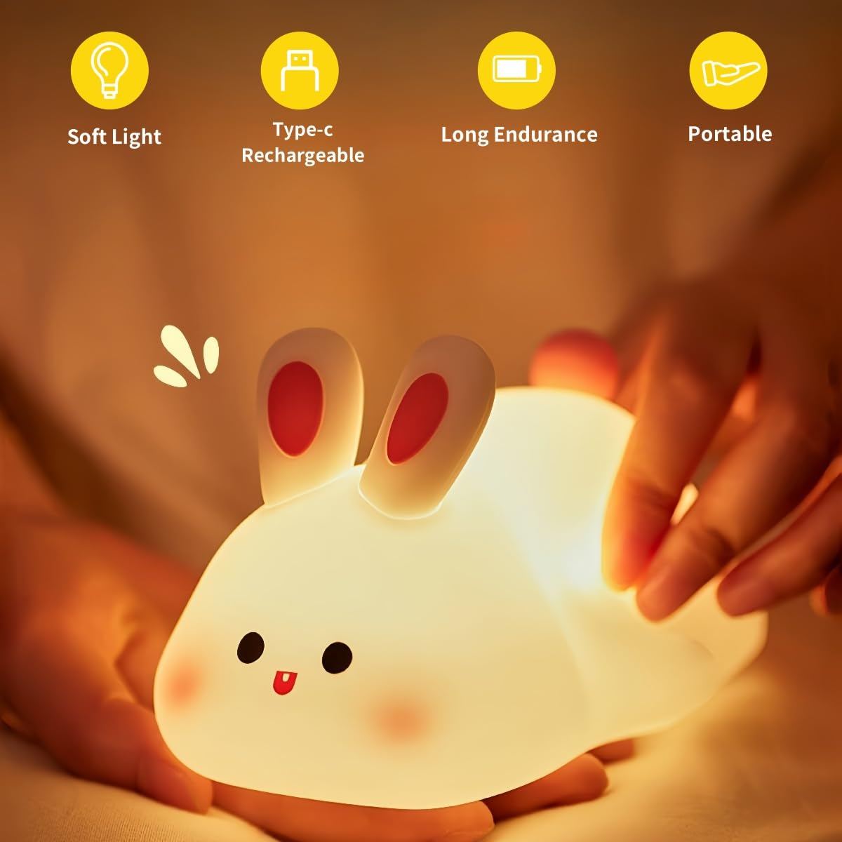Big Face Rabbit Silicone Night Light