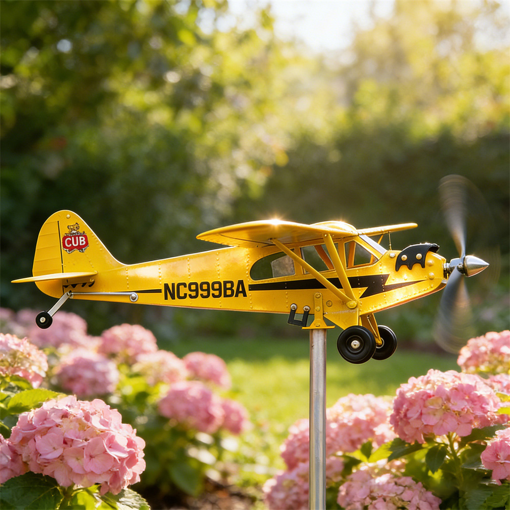 Piper Cub Vintage Metal Airplane Garden Wind Spinner
