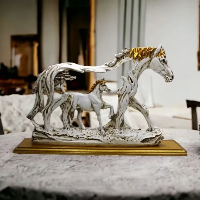 🐴Galloping Horse Statue With Pony Figurine