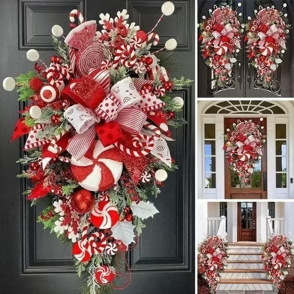 🔥Last Day 49% OFF🔥🍭Candy Cane Christmas Wreath🍭