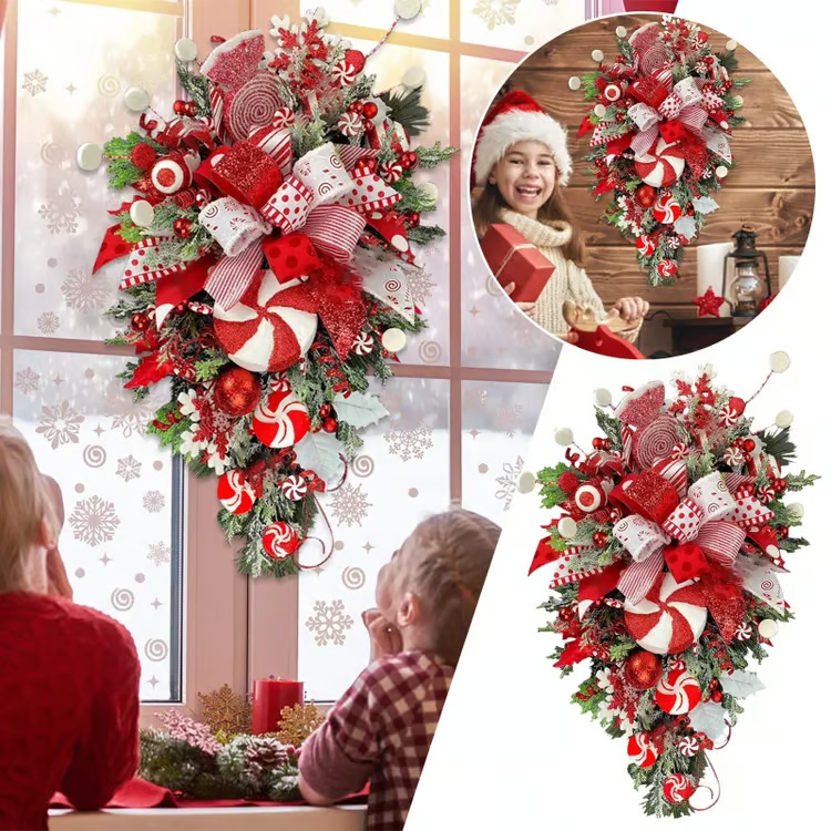 🔥Last Day 49% OFF🔥🍭Candy Cane Christmas Wreath🍭