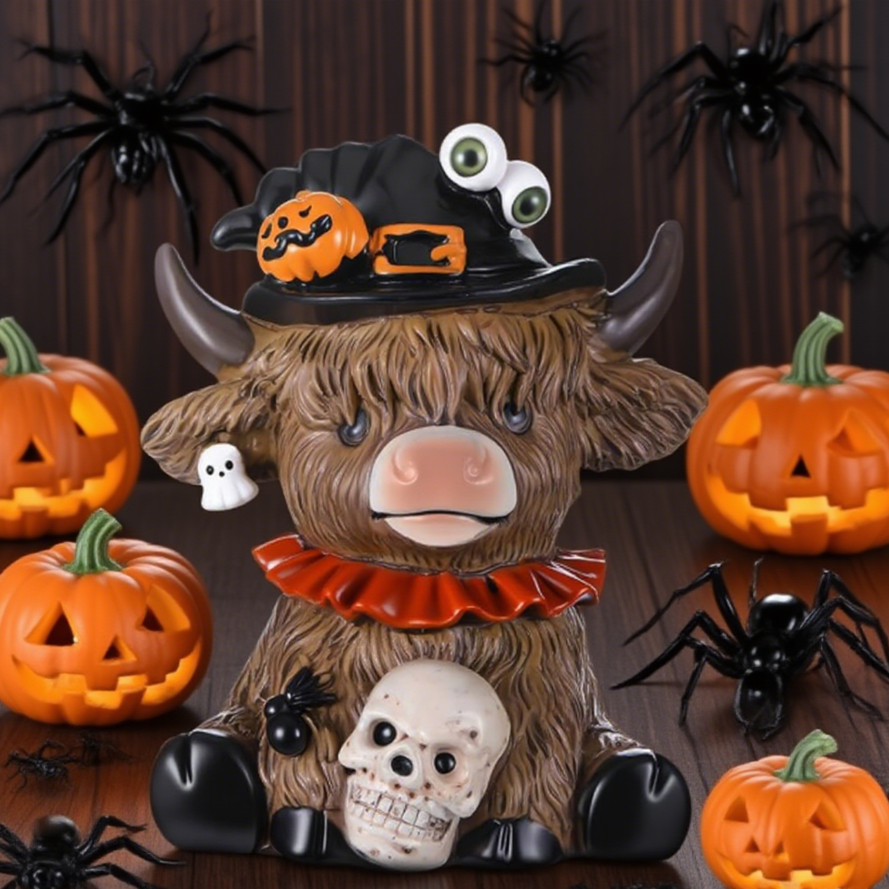 🎃Handmade Highland Cow Figurines Halloween