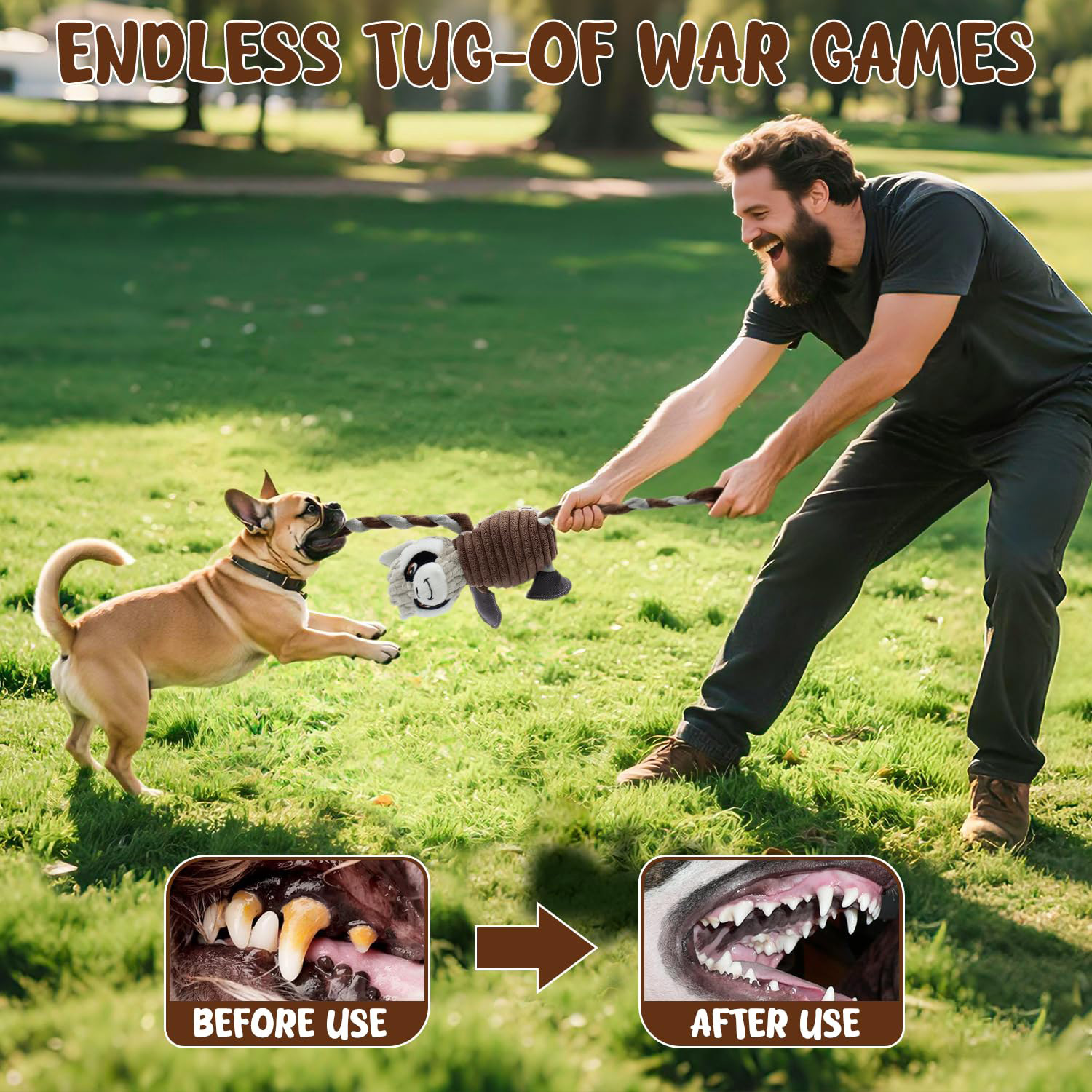 Squeaky Dog Toys, Tug of War Plush Toys