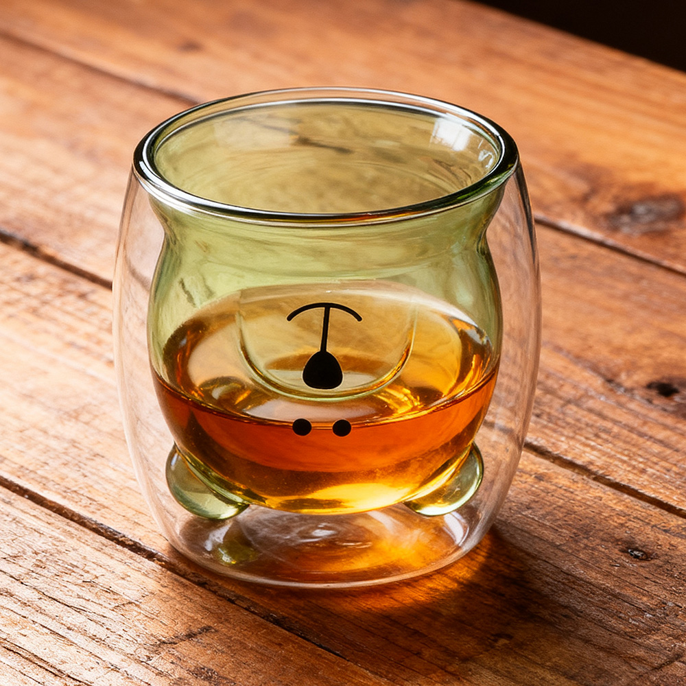 Cute Bear Tea Cup Double Wall Glass 250 ml/ 8.5 oz