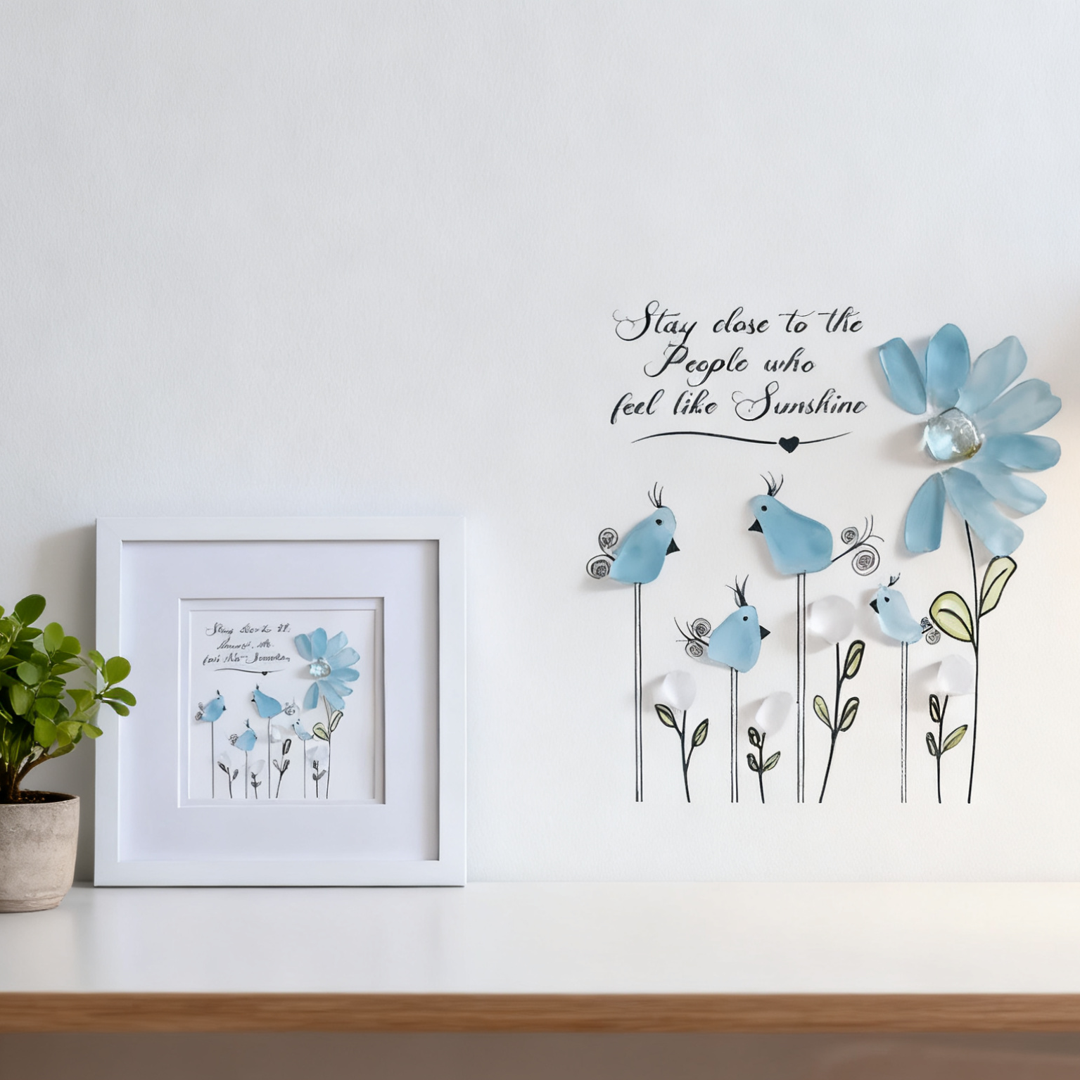 Friendship Sea Glass Bird Art