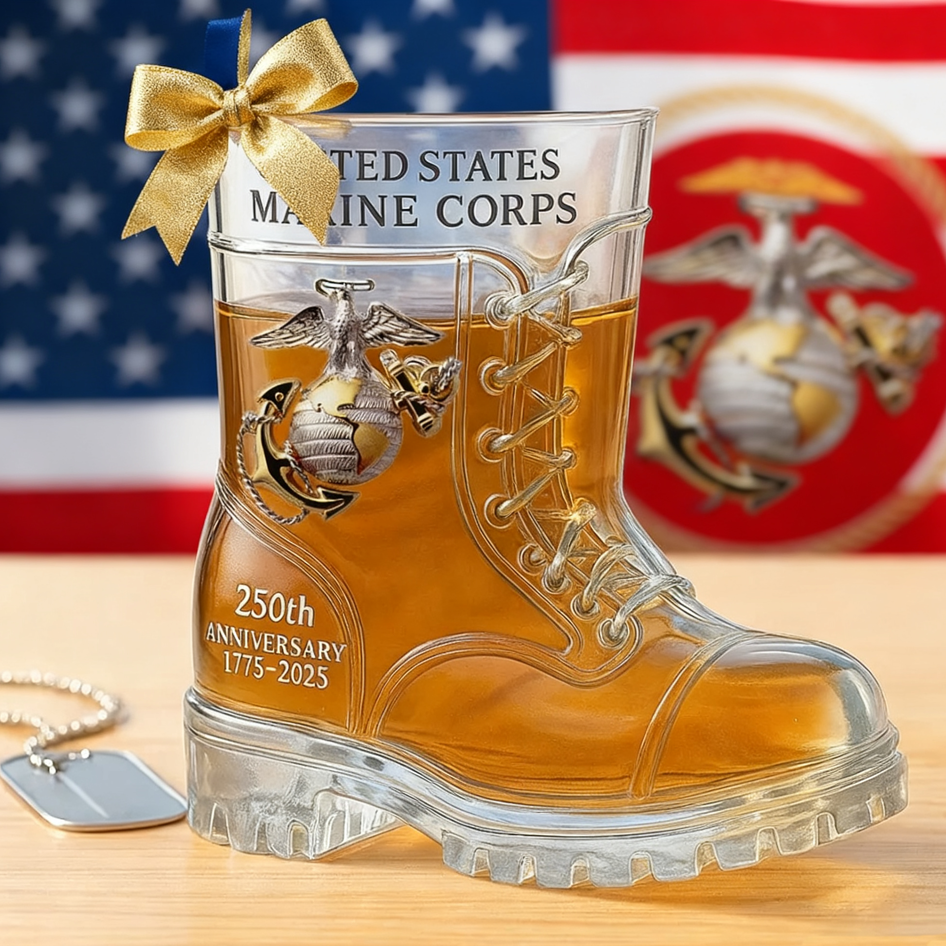 United States Marine Corps 250th Anniversary Boot Glass