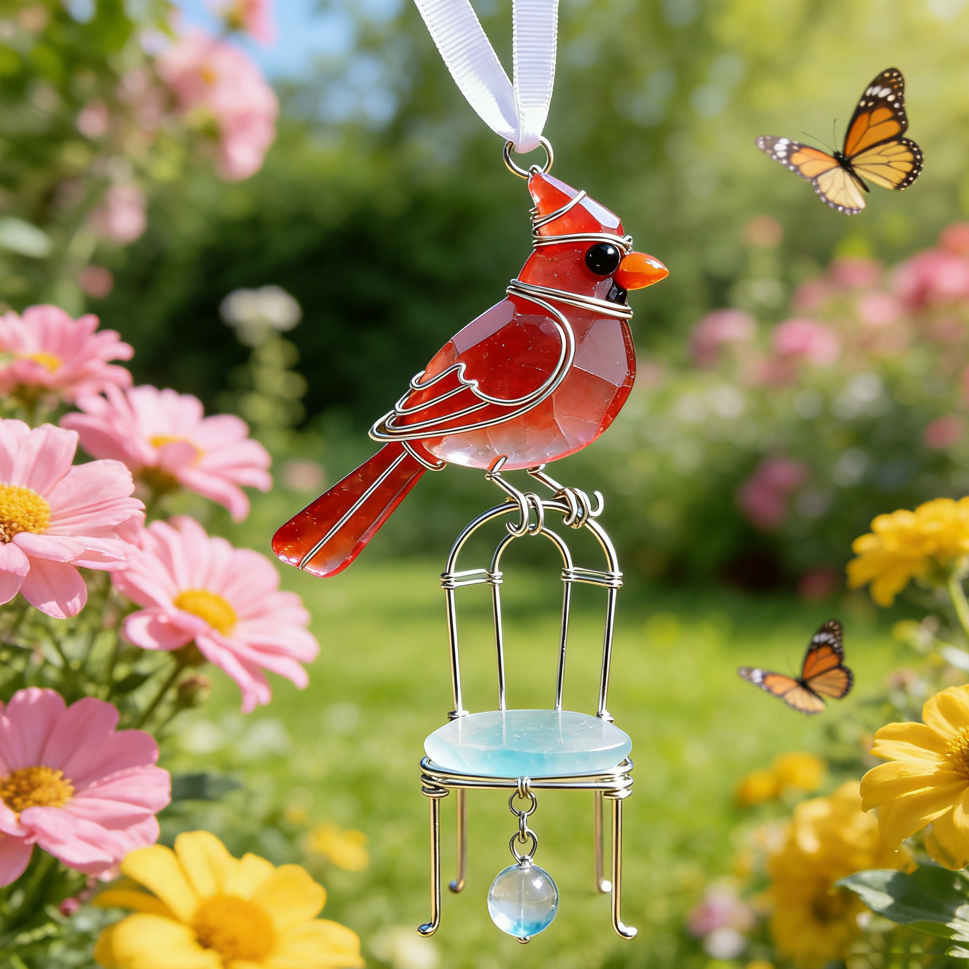Cardinal Memorial Sea Glass Ornament