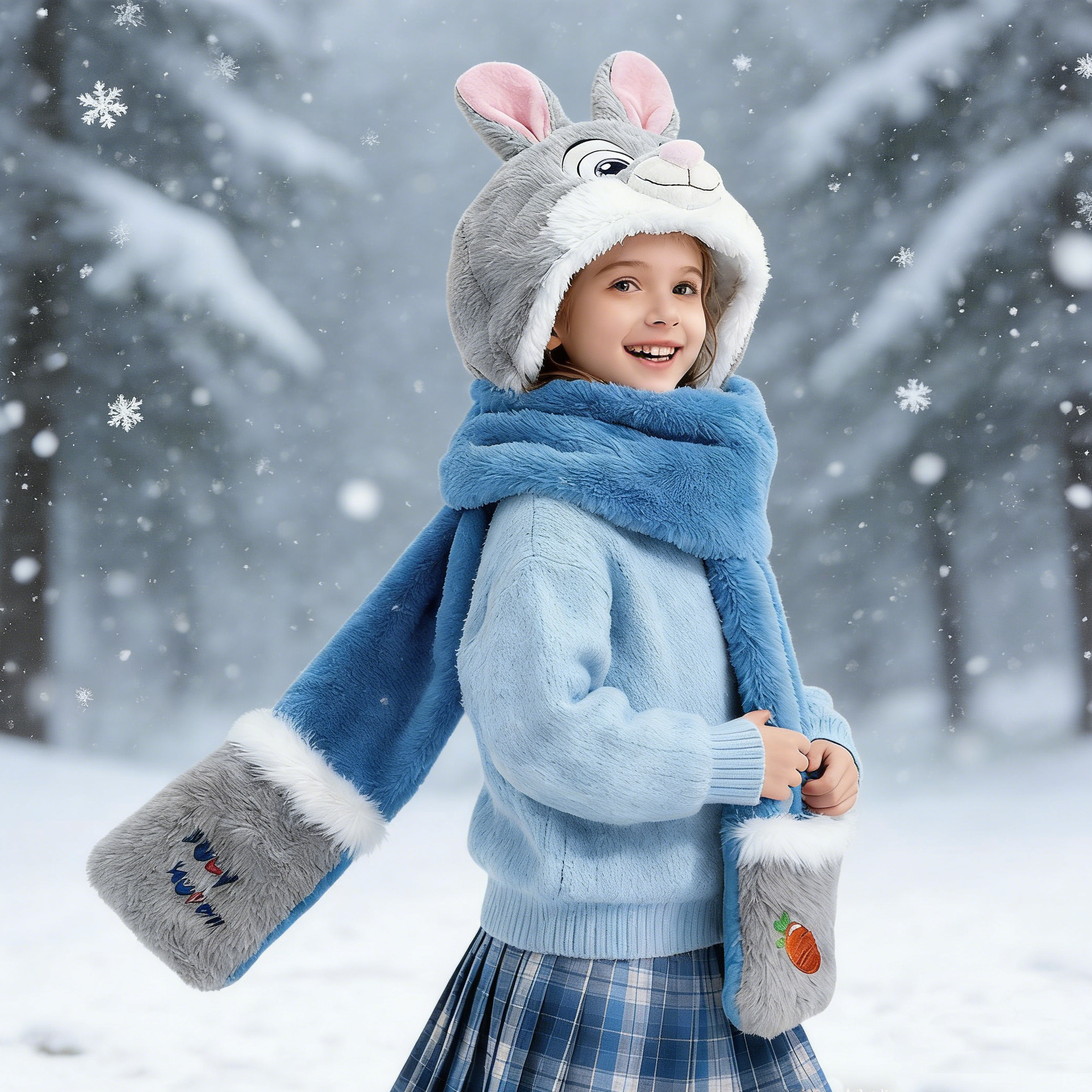🦊🐰 Kids’ 3-in-1 Plush Winter Set