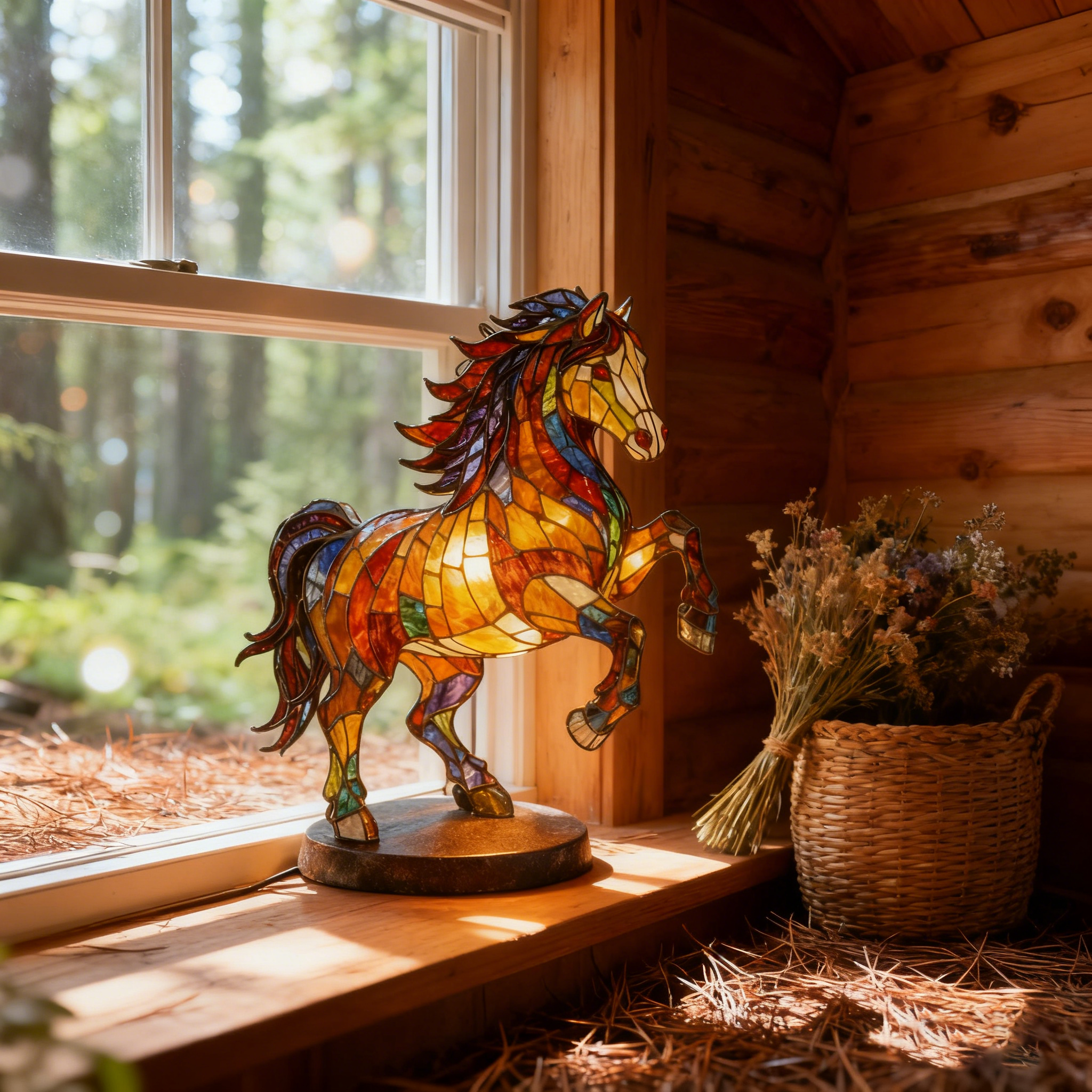 Lucky Stained-Glass Horse Lamp – Year of the Horse 2026 Collector’s Light 🐎✨