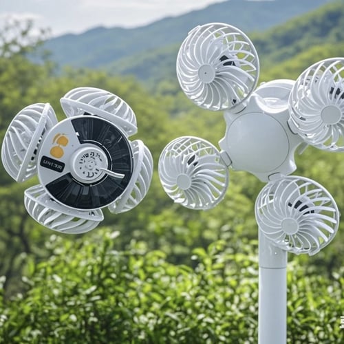 Portable Folding Football LED Solar Lantern Fan With Hook