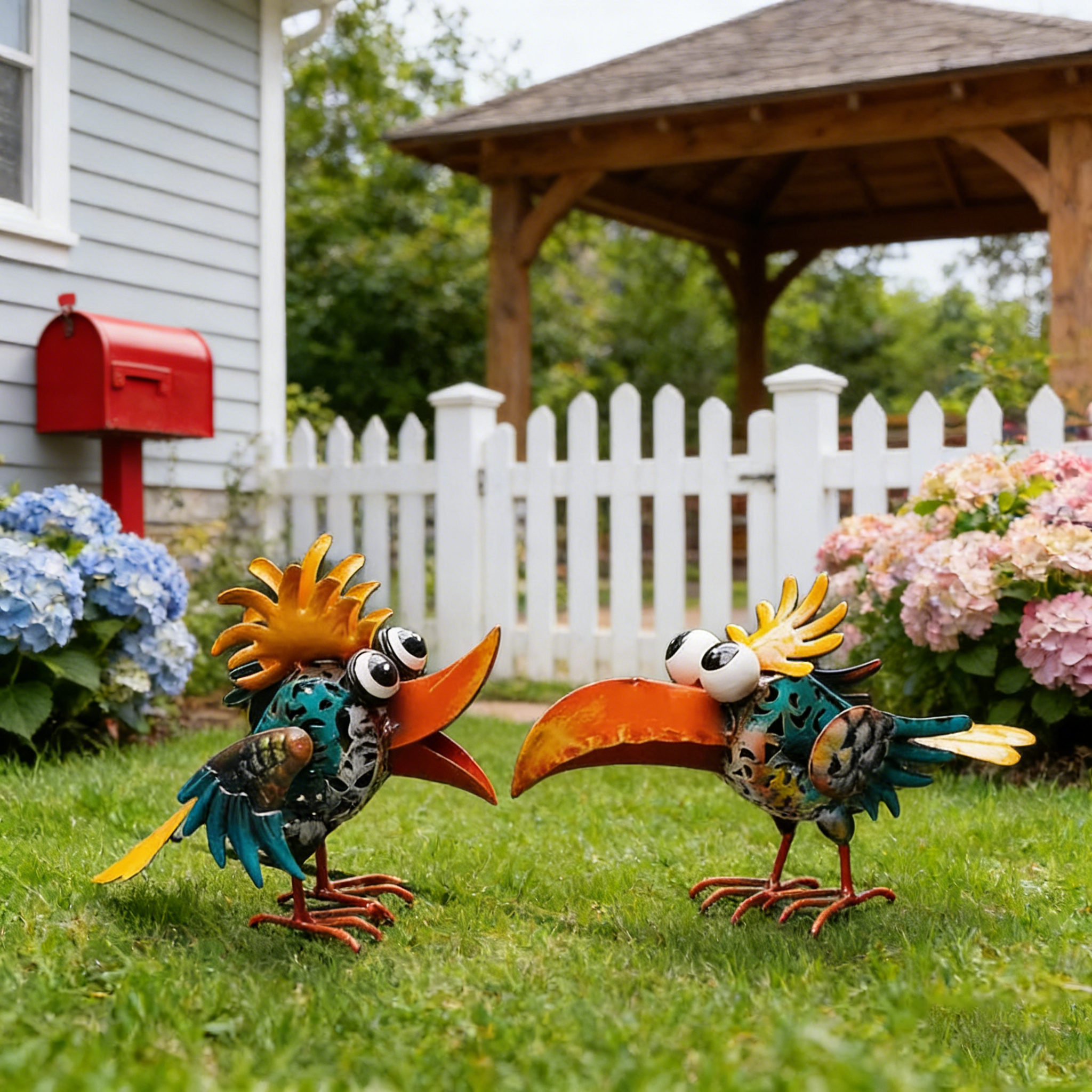 Whimsical Metal Garden Rooster