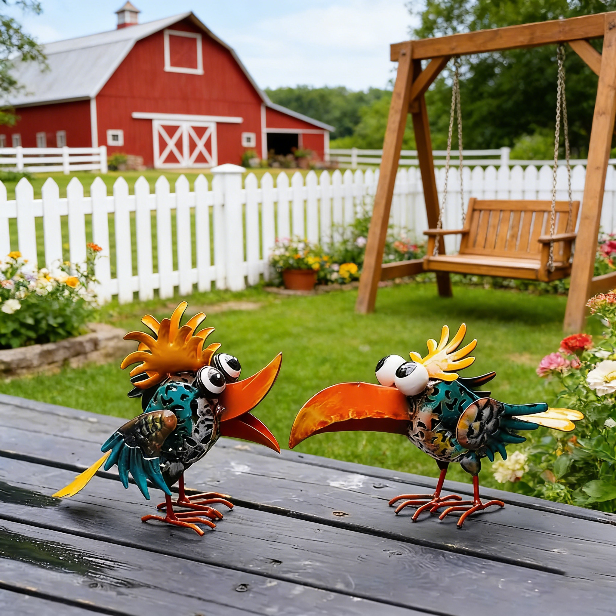 Whimsical Metal Garden Rooster