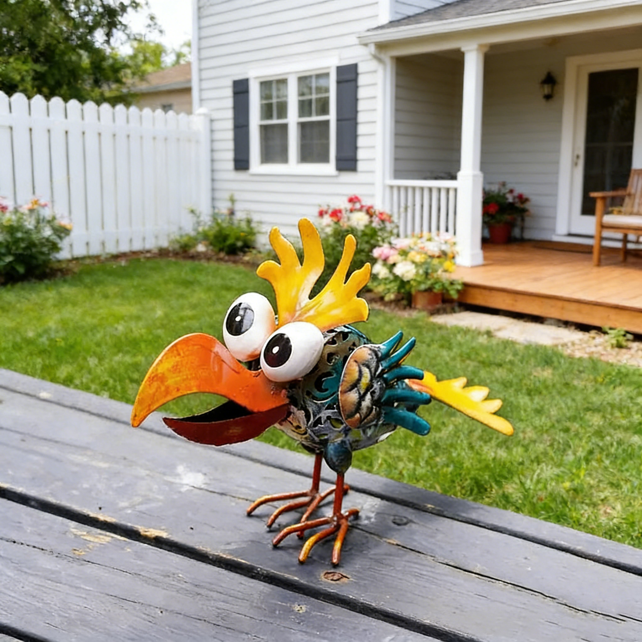 Whimsical Metal Garden Rooster