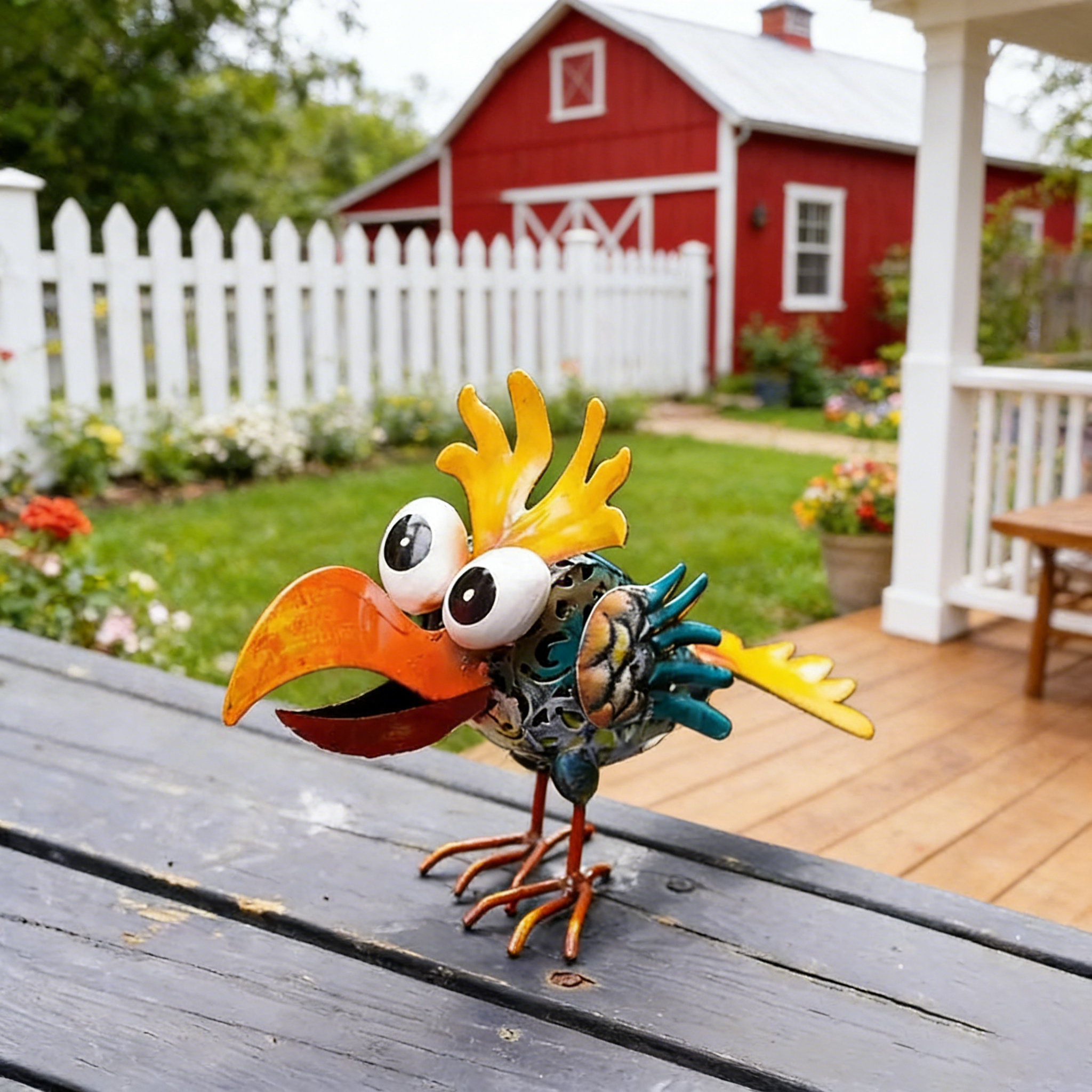 Whimsical Metal Garden Rooster
