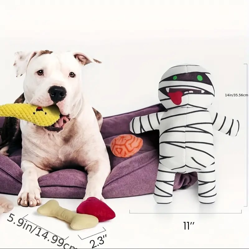 🧟‍♂️ 9-in-1 Zombie Design Dog Toy Plush with Organ Design Plush Chew Toys