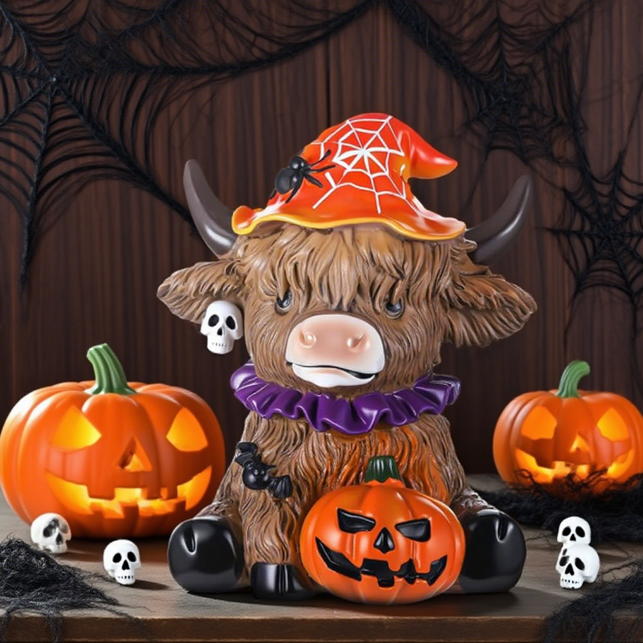 🎃Handmade Highland Cow Figurines Halloween