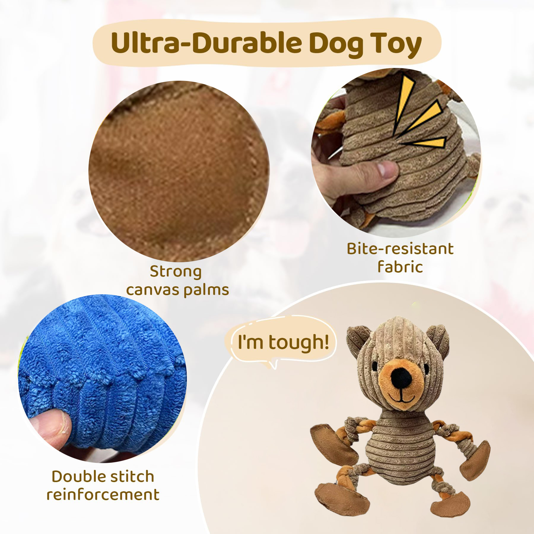 Squeaky Dog Toys, Tug of War Plush Toys