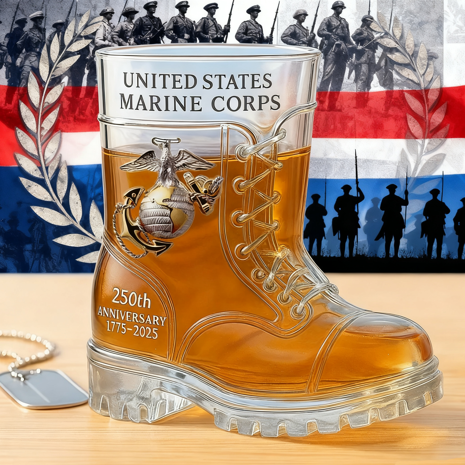 United States Marine Corps 250th Anniversary Boot Glass