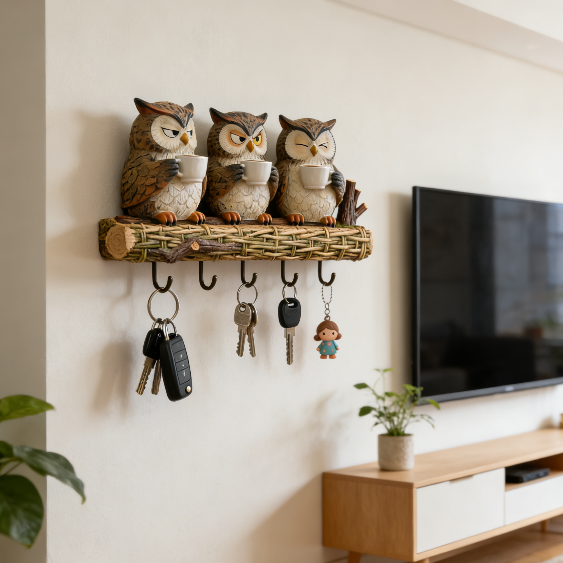 Coffee Owl Key Hook