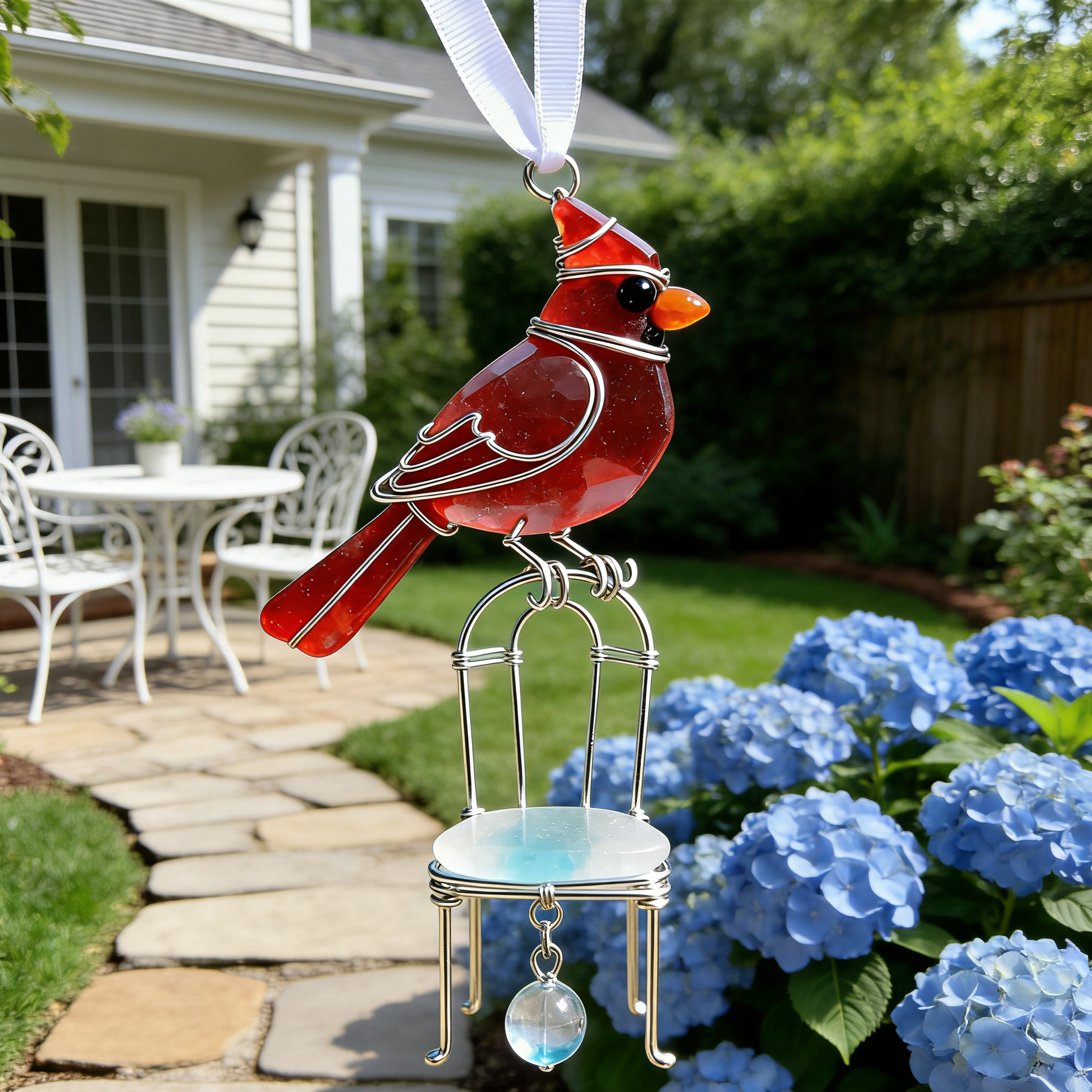 Cardinal Memorial Sea Glass Ornament