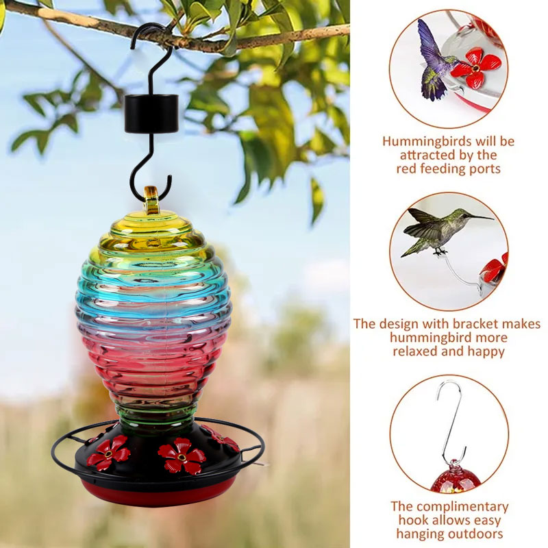 Hand Blown Glass Hummingbird Feeder 8695