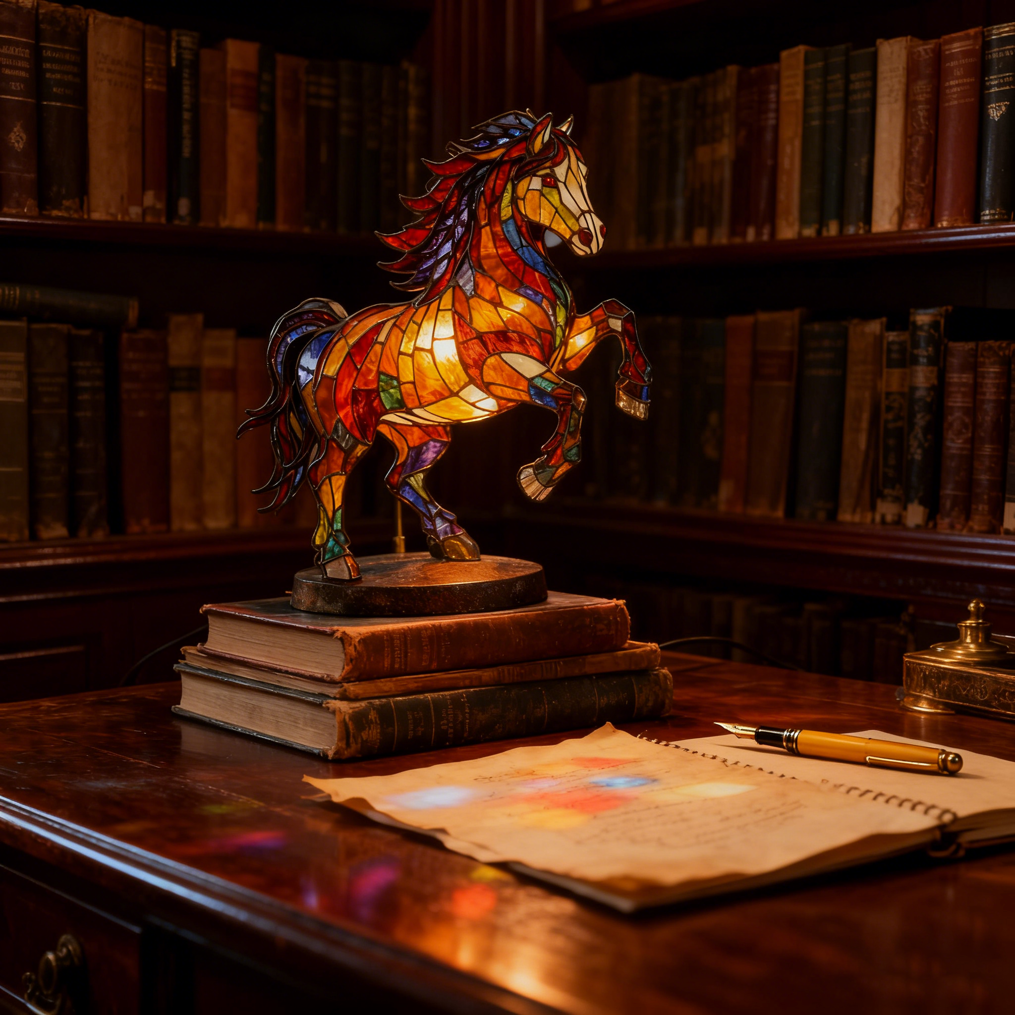 Lucky Stained-Glass Horse Lamp – Year of the Horse 2026 Collector’s Light 🐎✨