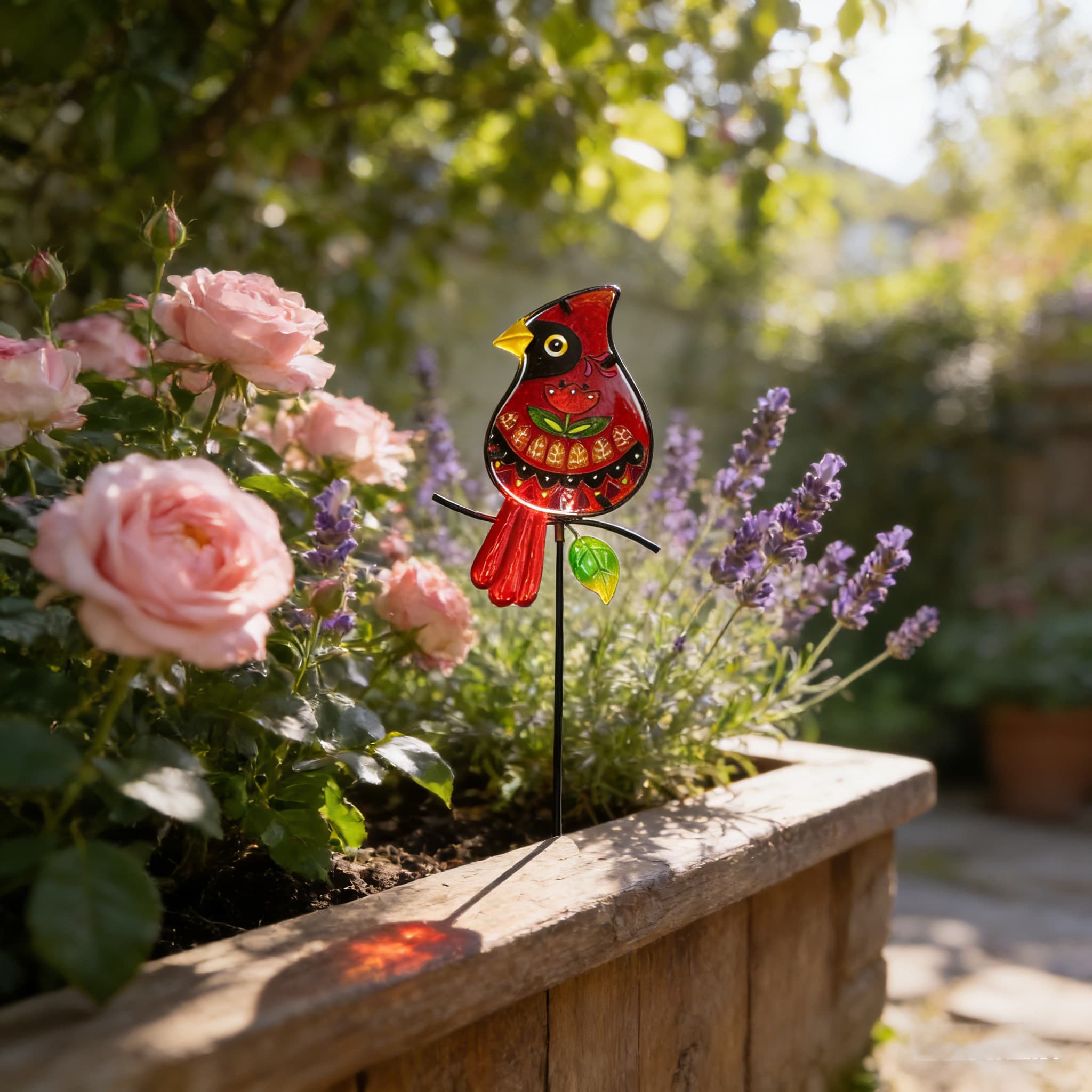 Sea Glass Bird Garden Stake