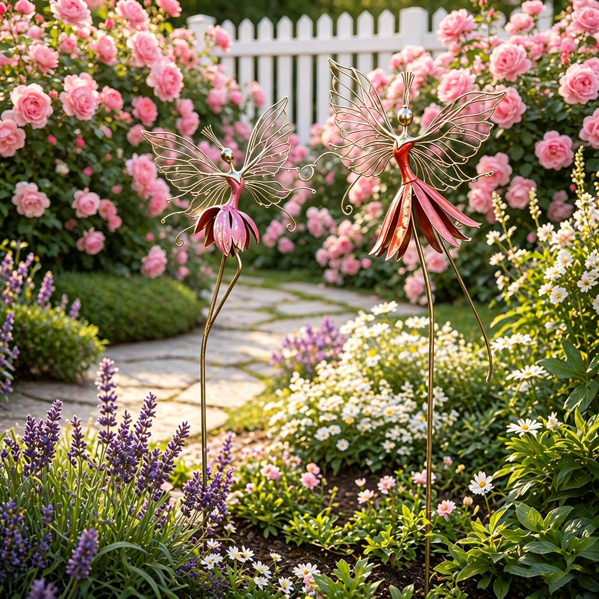 Whimsical Fairy Blossom Garden Stake