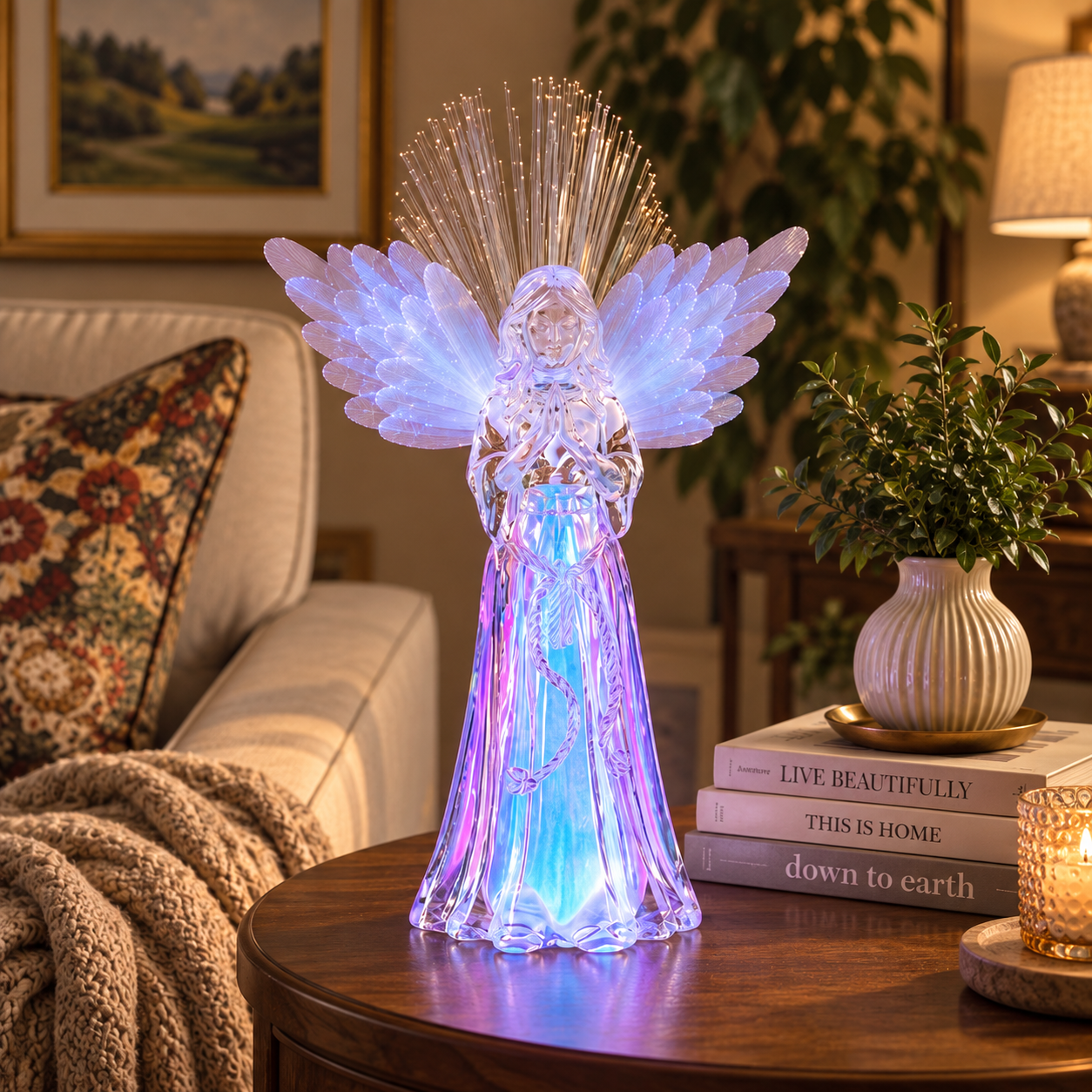 Lighted Crystal Angel Figurine
