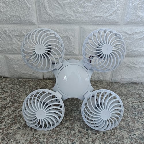 Portable Folding Football LED Solar Lantern Fan With Hook