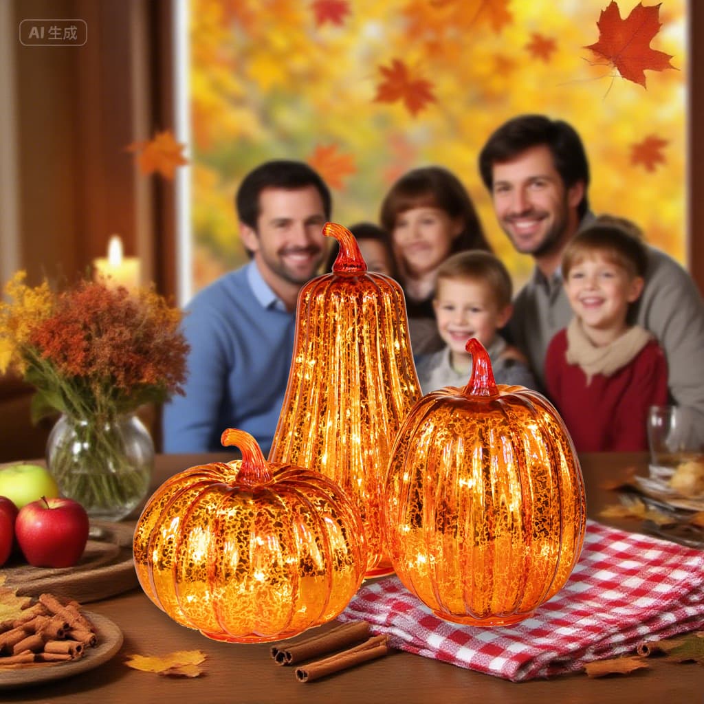 Glass Light-up Pumpkin Decoration Lights for Home