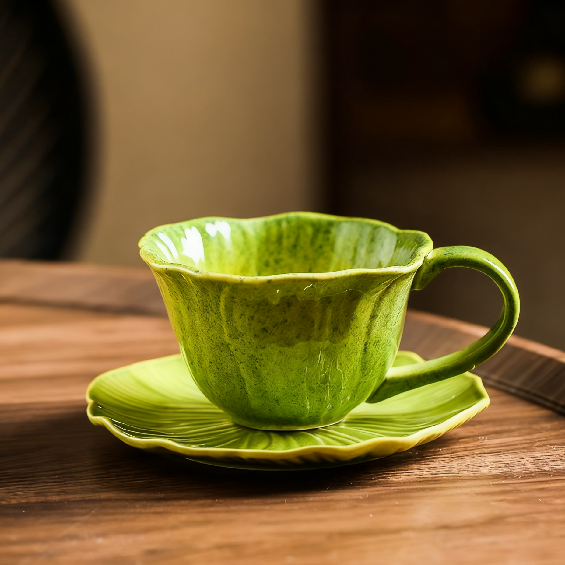 Handmade Ceramic Flower Coffee Mug and Saucer set