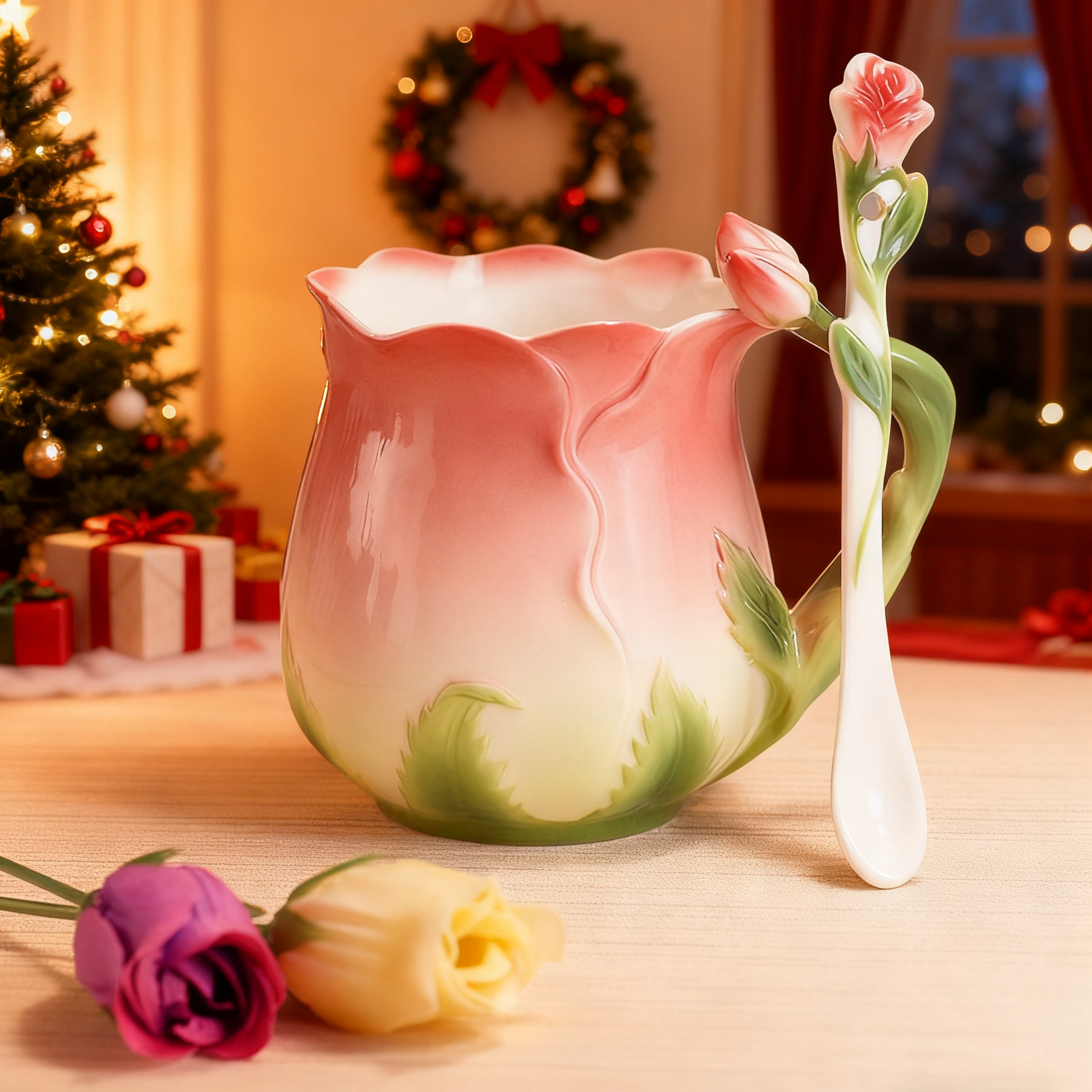 Handmade Ceramic Rose Coffee Mug