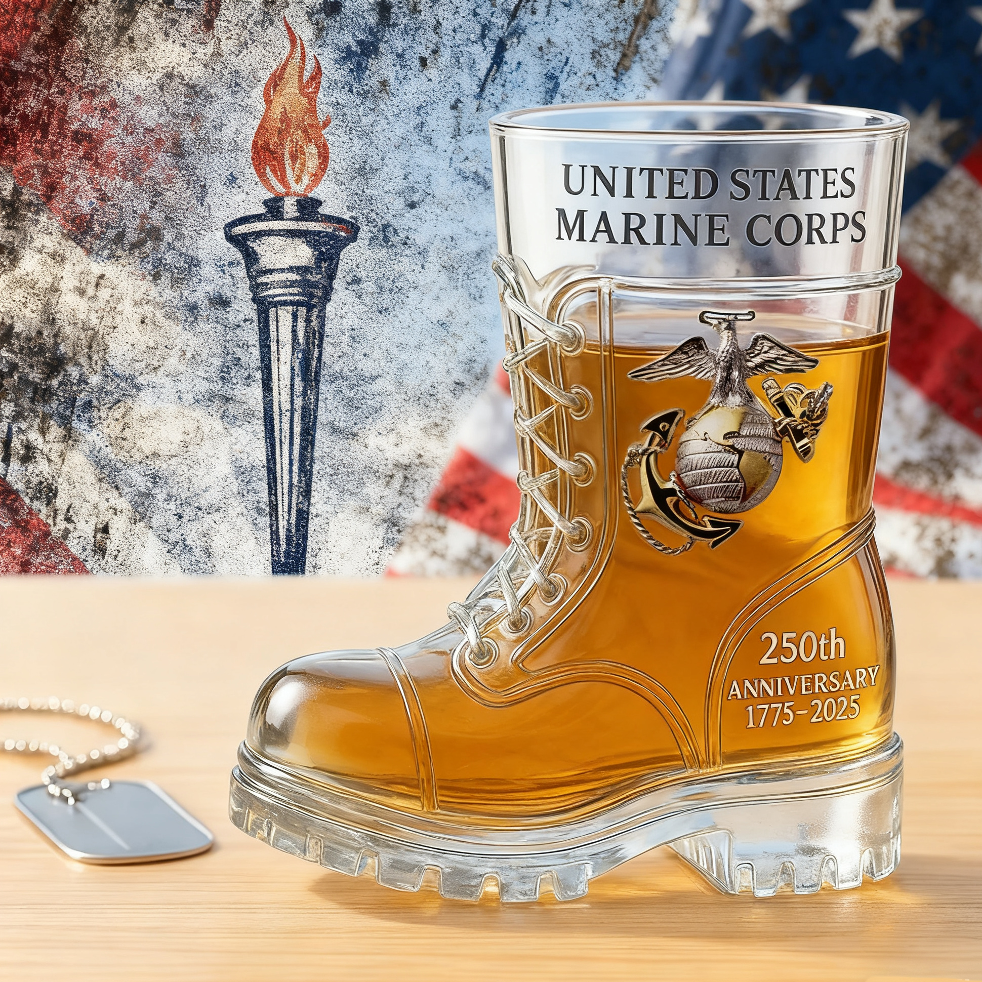 United States Marine Corps 250th Anniversary Boot Glass