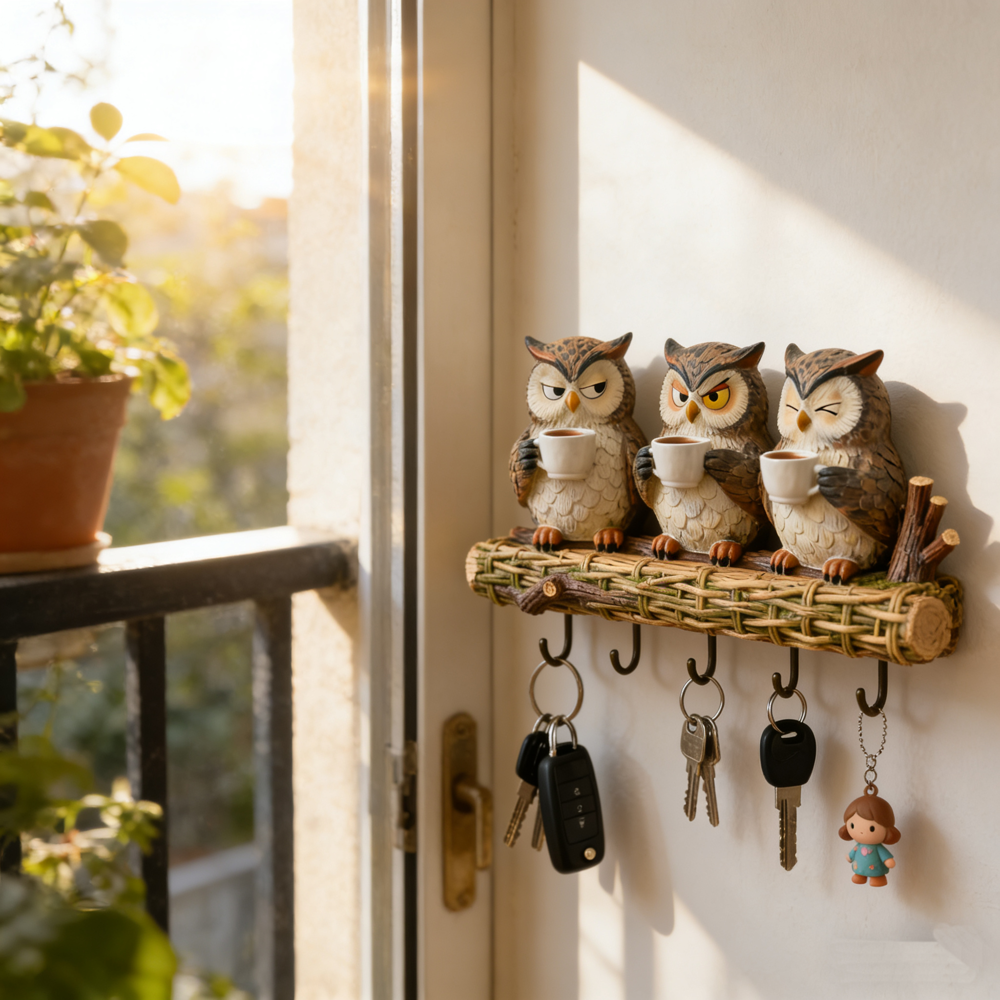 Coffee Owl Key Hook