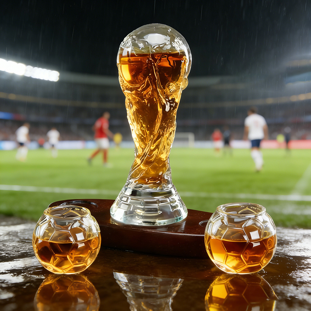World Cup Trophy Whiskey Bottle Decanter Set