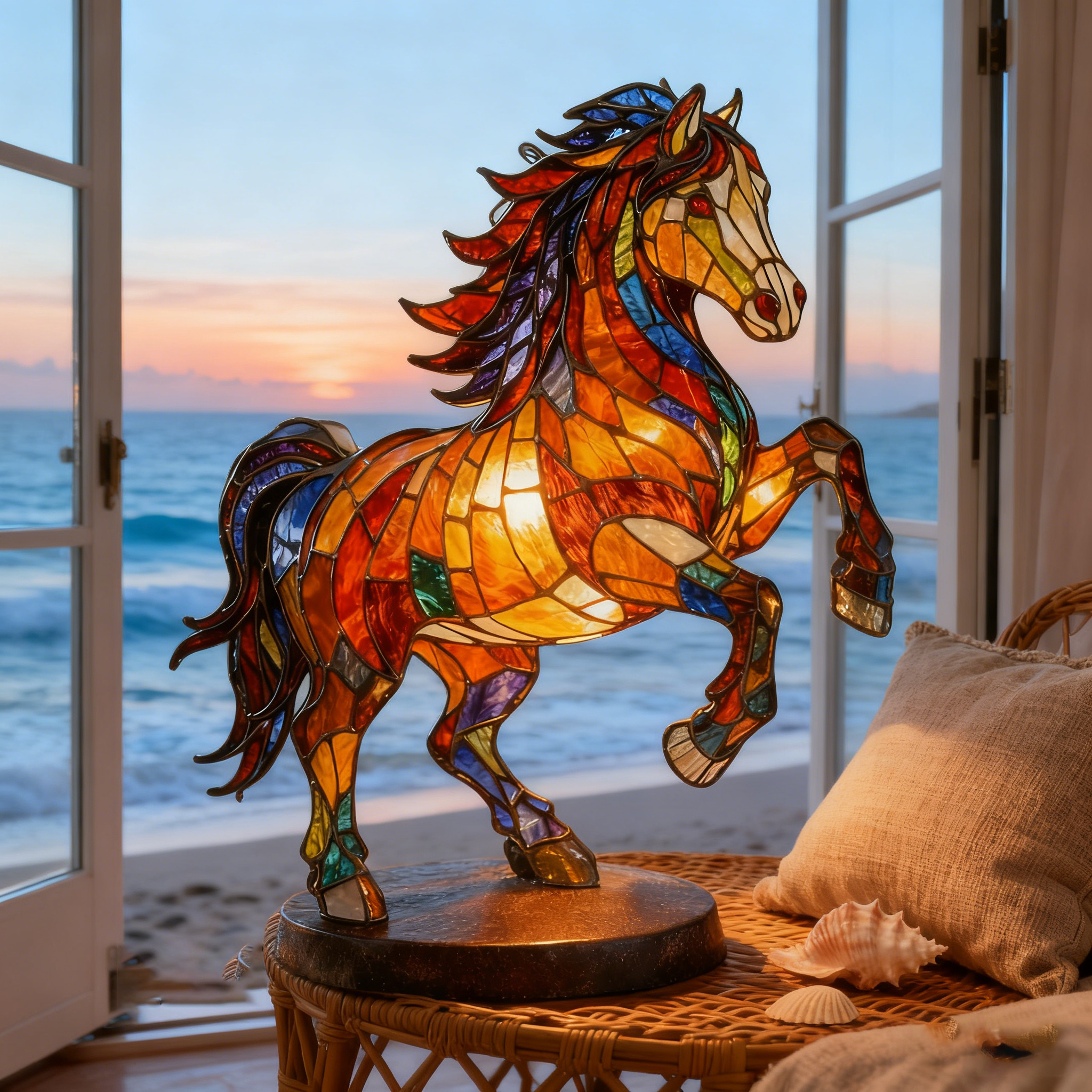 Lucky Stained-Glass Horse Lamp – Year of the Horse 2026 Collector’s Light 🐎✨