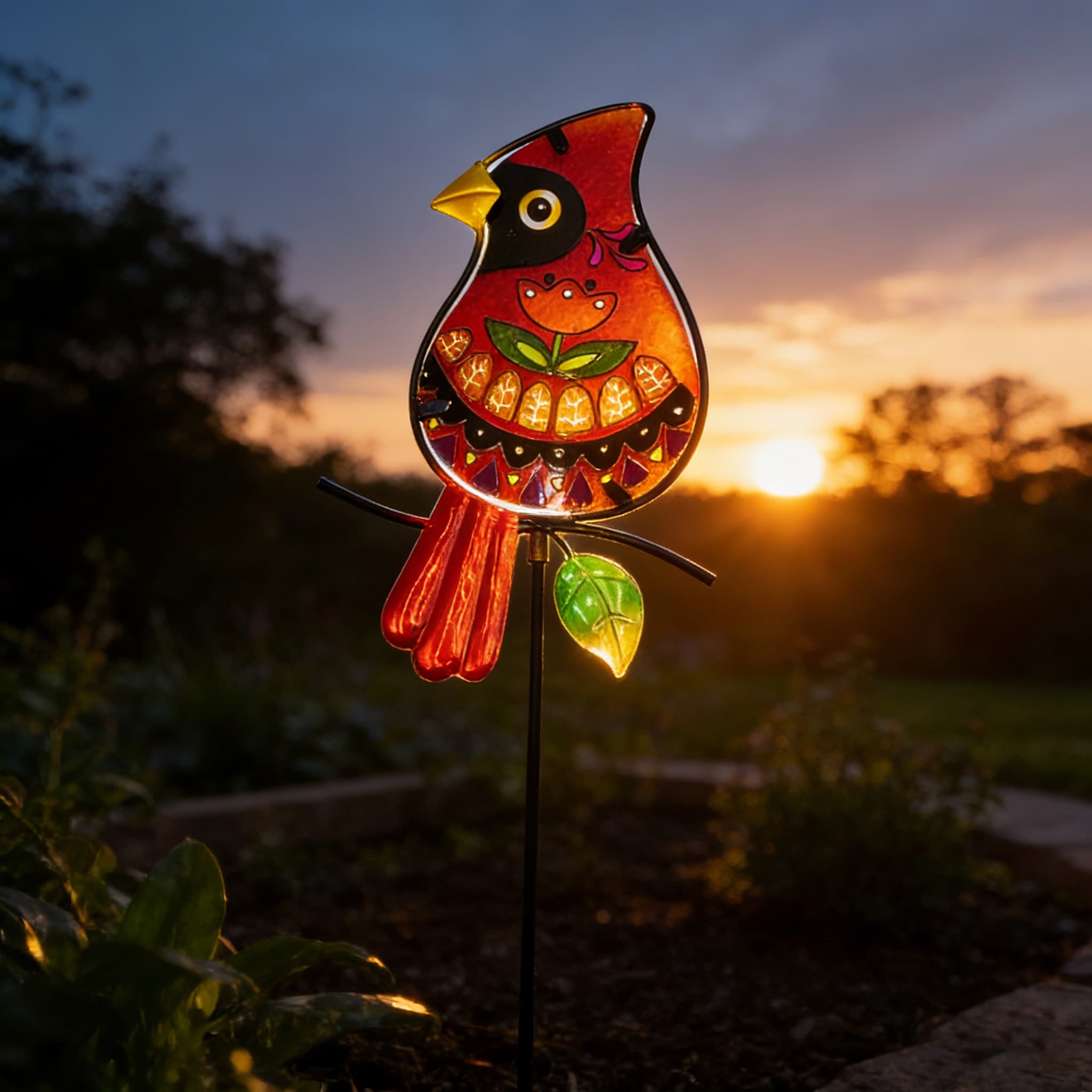 Sea Glass Bird Garden Stake